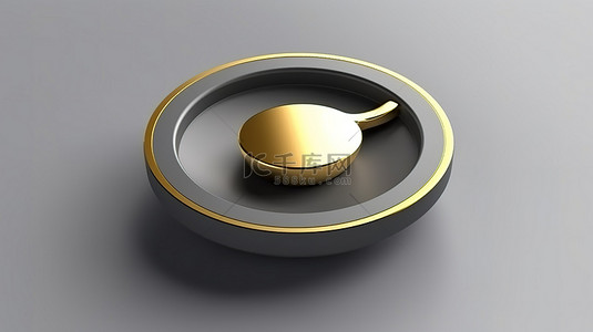 拿铁茶背景图片_3D 渲染的金色平杯图标界面 ui ux 元素