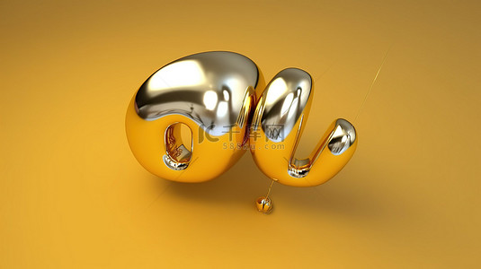 花式文本框背景图片_迷人的 3D 渲染令人着迷的 ooh 字用金色气球雕刻而成