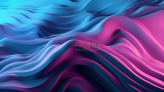 3d 中粉色和蓝色的抽象波形