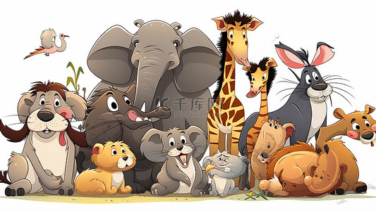哺乳动物卡通背景图片_动物卡通生物
