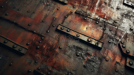 3d 渲染工业金属背景与脏铁板
