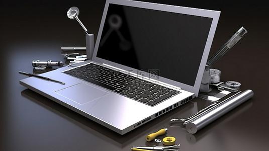 配备尖端 3D 设计软件的笔记本电脑