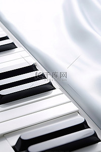钢背景图片_白布上的钢琴键