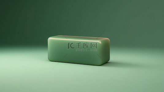 充满活力的绿色背景模型与孤立的矩形肥皂条逼真的 3D 渲染