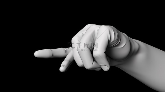 3D 渲染中的卡通手用手指留下点或点击对象