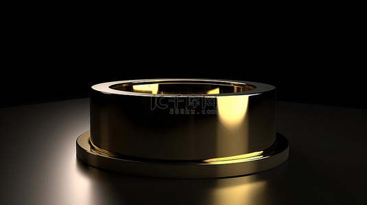 金戒指突出了 3D 渲染中的空圆柱领奖台