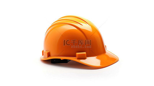 3d 渲染白色背景上的橙色安全帽