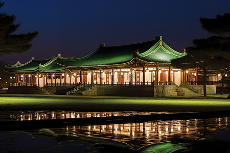 中国灯火背景图片_夜晚灯火通明的中国宫殿