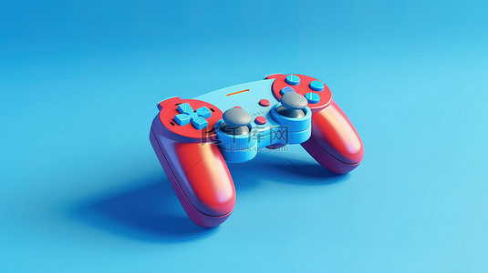 老式游戏控制器的蓝色背景 3D 渲染