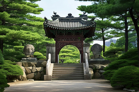寺庙大门背景图片_韩国新石器时代寺庙大门