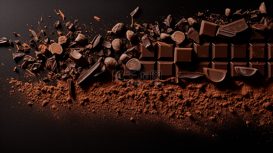 巧克力情人节背景图片_巧克力块巧克力粉商业背景