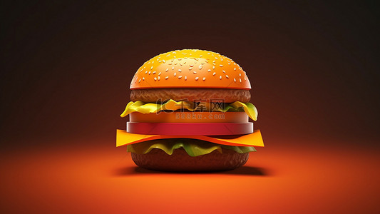 食材卡通背景图片_汉堡芝麻西红柿快餐背景