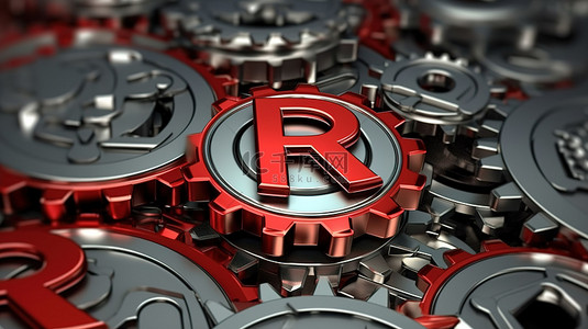 返回箭头背景图片_带有红色箭头的 roi 3d 渲染金属件的创新可视化