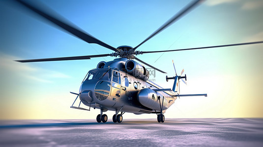 战斗飞机背景图片_渲染的军用直升机的 3d 插图