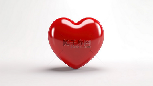 健康背景图片_白色背景上的孤立红色心形 3D 渲染插图