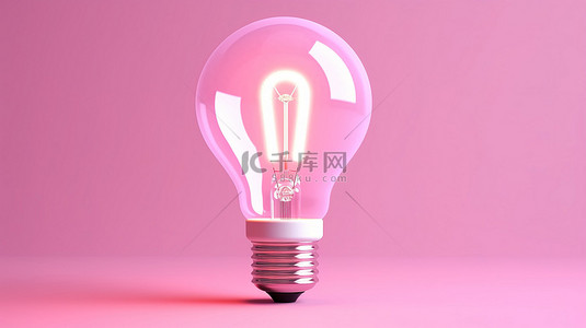 充满活力的粉红色背景上的白色灯泡的 3D 插图完美捕捉了明亮的创意概念