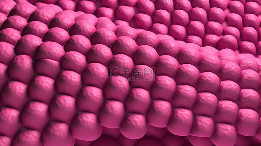 不几何背景图片_几何粉红色凸起单色图案背景上一排丘疹的 3D 插图