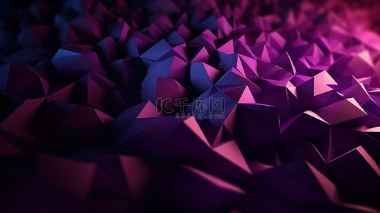 科技水流背景图片_紫色 3d 渲染图像阴影中的渐变趋势抽象几何背景