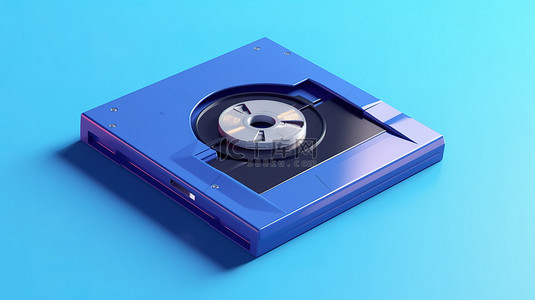 蓝色背景下软盘的 3D 插图