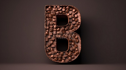 5白背景图片_由巧克力片和数字“8”形式的块制成的字母“5”的 3D 插图