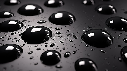 黑图案背景图片_带有纹理黑色水滴的图案背景的 3d 渲染