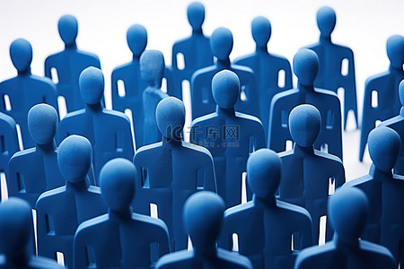 蓝色人物头像组成大量人员