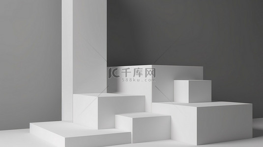 创意产品展示背景图片_3D 立方体讲台，用于最小广告展示模板，带有用于产品展示的空白空间