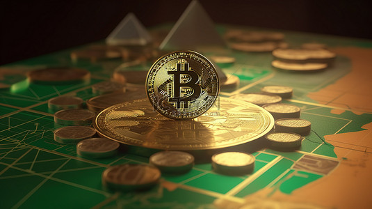 金币上升背景图片_毛里塔尼亚的区块链 3D 渲染图表显示了 10 种正在上升的加密货币