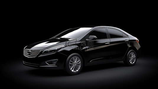 氢能源汽车背景图片_黑色时尚城市家庭轿车在统一背景上采用 3D 渲染进行增强