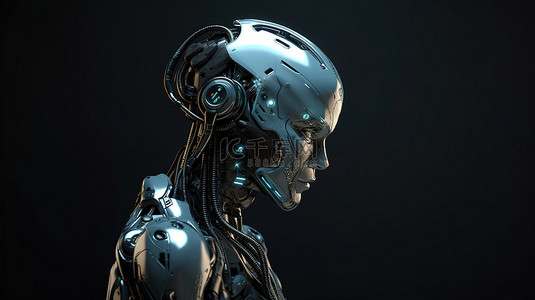 女性机器人或机器人的深思熟虑的 3D 渲染