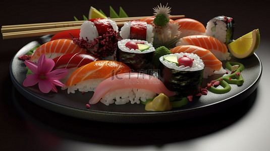 吃寿司背景图片_3d 寿司