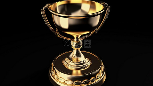 金色奖杯和奖牌在 3d 渲染中象征着胜利的概念
