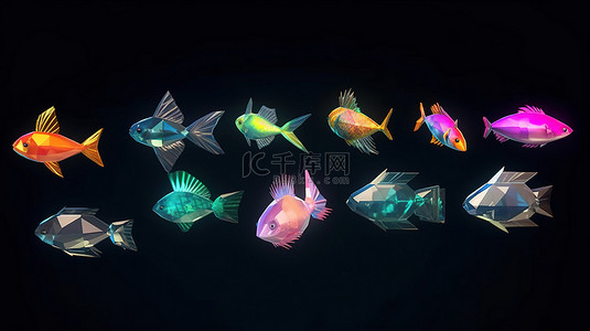 镶有钻石的动物系列，以自然为灵感的 3D 动画，具有低多边形风格和无缝循环