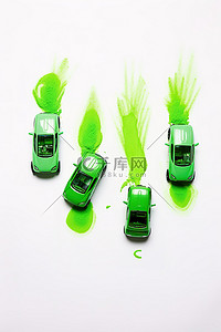 绿色婚车背景图片_三辆绿色汽车，上面写着“绿色能源”