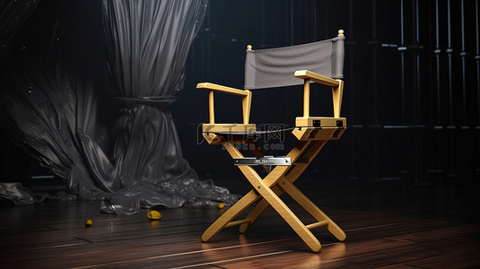 电影导演的椅子和石板的 3D 渲染
