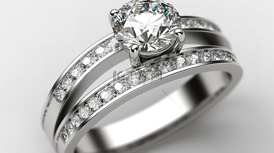 订婚迎宾牌背景图片_白金结婚戒指和订婚戒指套装的 3D 渲染