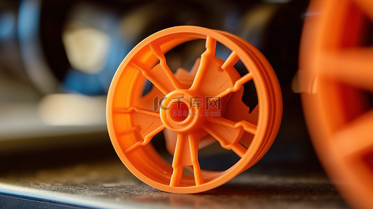 3D 打印塑料长丝原型物体汽车发动机等的特写