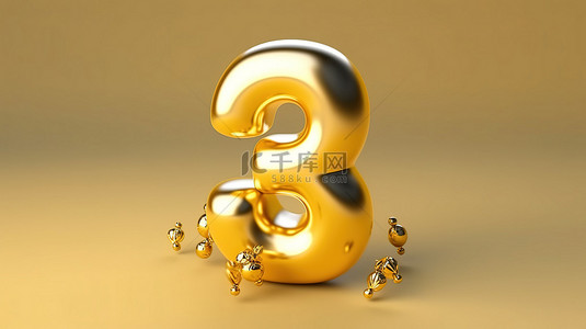 光滑面背景图片_氦气球主题标签采用金色 3D 金属饰面逼真高级插图