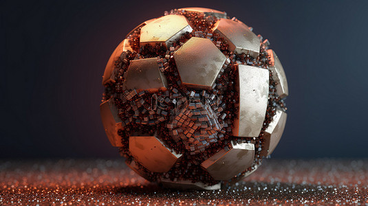 受足球启发的杯形字体的 3D 渲染