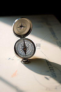 （二十五）背景图片_白色桌子上的指南针，一百二十五欧元