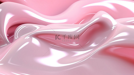 3D 渲染背景，具有浅粉色液体形状