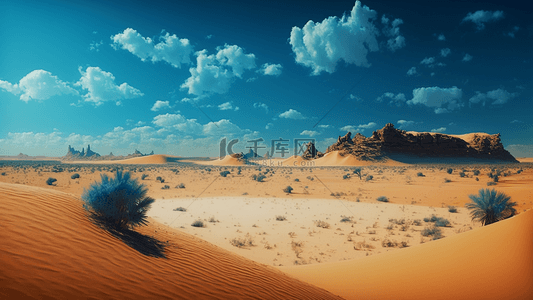 沙漠蓝天风光美丽