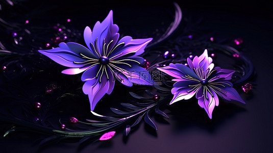黑暗背景下的月光令人惊叹的紫色花朵
