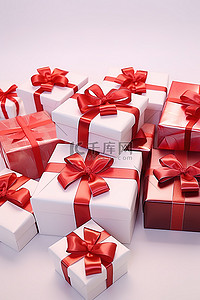 圣诞礼物盒背景图片_各种不同颜色的圣诞礼物盒，带丝带