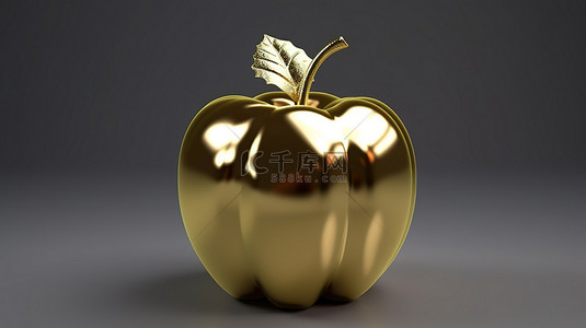 金苹果背景图片_渲染的 3d 金苹果