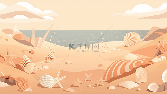 螃蟹贝壳背景图片_大海沙滩浅色背景