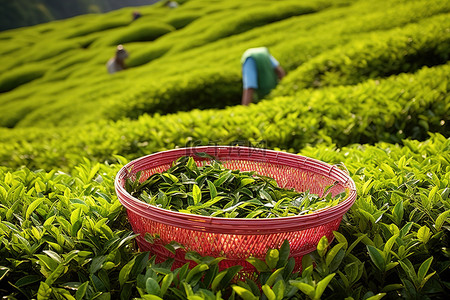皇冠红宝石背景图片_红篮茶叶在绿茶种植园吉隆坡马来西亚亚洲亚洲