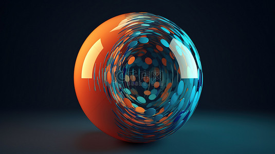 灯的组成背景图片_未来派橙色和蓝色球由无数圆圈组成的抽象建模的 3D 插图