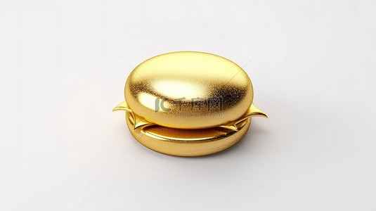 抹茶芝士背景图片_白色背景上简单的金色芝士汉堡的 3D 渲染