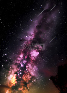 粉色银河系背景图片_星空粉色天空